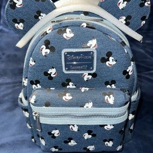 NWT Disney Parks Mickey Mouse Denim Loungefly Mini Backpack